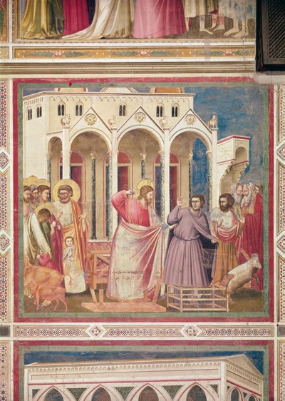 Jesús expulsando a los mercaderes del templo, c.1303-05 de Giotto di Bondone
